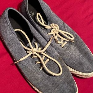 H&M 21Mens Blue Sneakers Size 8 Lace Up Tennis Shoes Denim